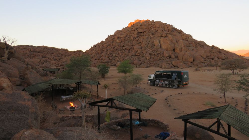 drifters custom adventure truck/custom adventure truck parked at campsite in namibia