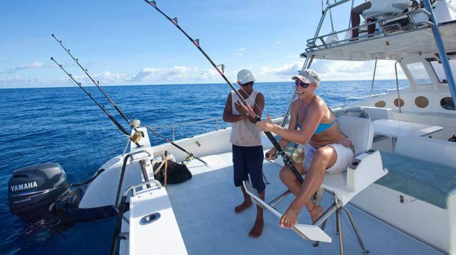 lady enjoying her big game fishing experience