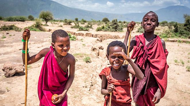 masai children having a photo opportunity