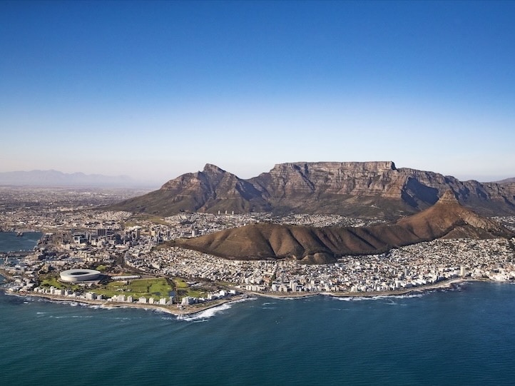 2025/south africa aerial of table mountain and cape town
