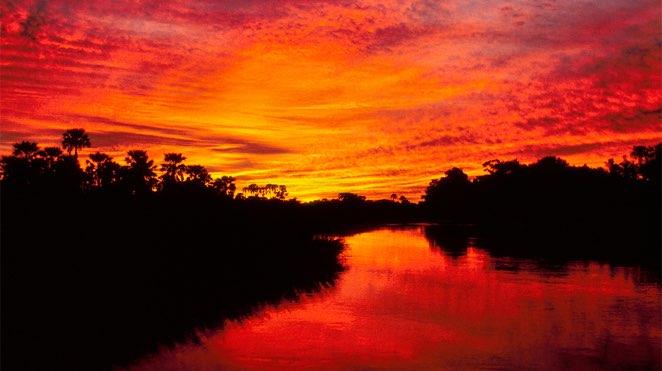 sunset in okavango delta chobe national park botswana